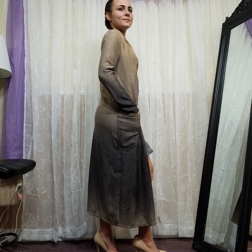 CLEARANCE Faux Suede Duster Coat - Picture 8 of 8